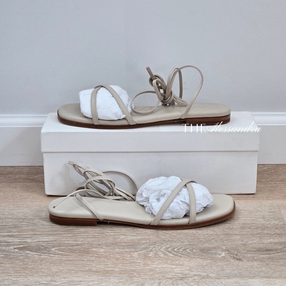 Quince Beige Lace-Up Flat Sandals